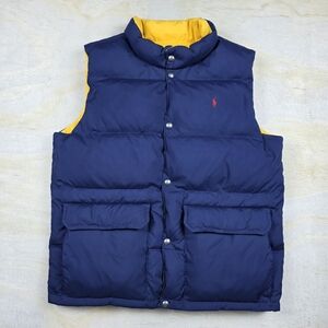 Polo Ralph Lauren Down Puffer Vest Boys Size XL 18/20 Blue Yellow Reversible